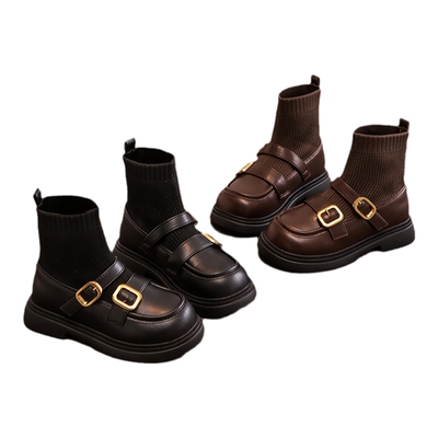 女童鞋子秋冬款袜靴儿童马丁短靴