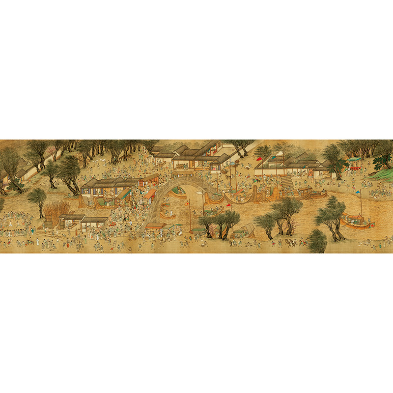 古代名画复制艺术微喷国画仇英清明上河图工笔画青绿山水画装饰画