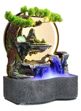 假山流水生财摆件循环水景风水轮