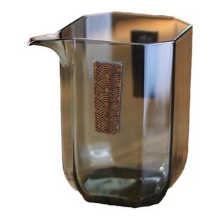 高颜值方形八角耐热玻璃公道杯 单个300ml双耳防烫斜口鹰嘴分茶器