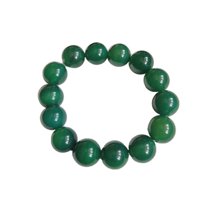 天然玉髓手链男女款翡翠色祖母绿佛珠子玉石手串本命年绿玛瑙手串
