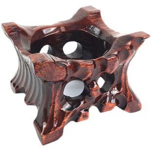 实木雕刻免挖槽整木奇石底座带凹槽新中式泰山石头不规则摆件托架