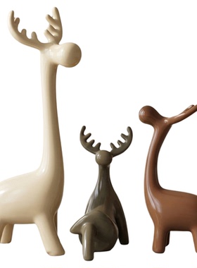 2026新款一家三口小鹿摆件高级感