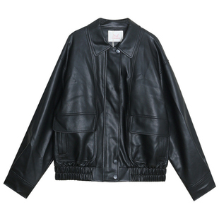 觅定黑色pu皮衣夹克女冬季美式复古高级感超好看设计感酷飒风外套