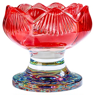 供佛灯座琉璃酥油灯灯座家用佛前水晶玻璃莲花蜡烛台长明灯供灯