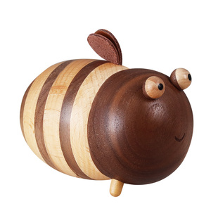 蜜蜂牙签盒家用实木牙签筒创意可爱牙线收纳摆件便携式牙签罐礼物