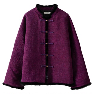 SILVIYE溯也 填充100%桑蚕丝50姆米锦油绸香云纱真丝水貂毛棉服女