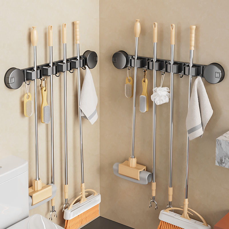 吸盘拖把壁挂夹固定挂钩扣扫把收纳挂架子浴室卫生间厕所的置物架