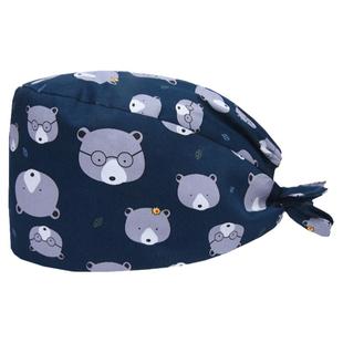 南欧鱼手术帽女纯棉麻醉科医生护士印花帽化疗月子帽手术室帽子男