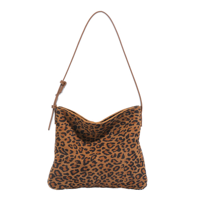 LAOYJA小众真皮豹纹磨砂皮托特包