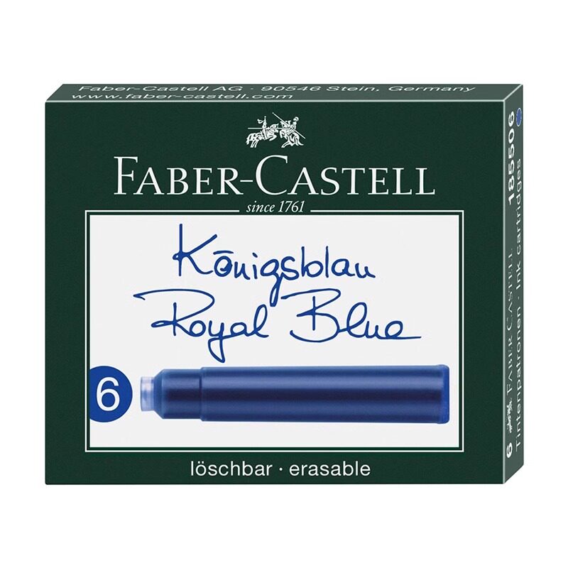 Graf von Faber－Castell/德国辉柏嘉 墨水墨囊墨胆6支装 进口欧标口径钢笔补充液钢笔用配件黑色蓝色