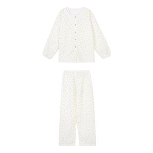 馨帮帮Homedress 甜美碎花夹棉睡衣女秋冬新款花边圆领家居服套装