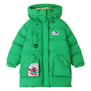 【白鸭绒】女童长款羽绒服冬装儿童面包服2026新款加厚外套大童装