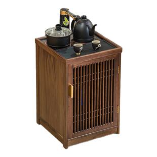 北美黑胡桃木茶水柜移动茶台烧水壶一体茶吧机小户型茶桌沙发边柜