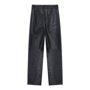 COCOLAN 【范西】2025冬季新款加绒保暖休闲裤黑色显瘦九分皮裤女