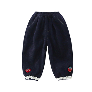 女童加绒加厚裤子秋冬款束脚裤2025新款儿童一条过冬女宝牛仔棉裤