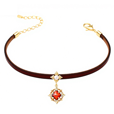 原创设计纯银糖塔石榴石珍珠项链