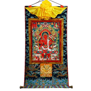 财源天母唐卡挂画像 西藏式装裱矿物颜料客厅壁画心装饰画-现货
