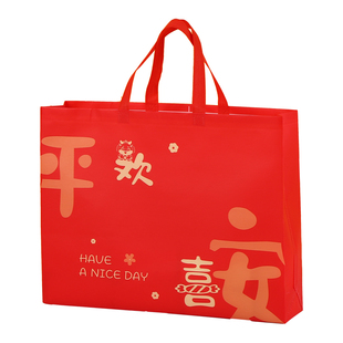 好看耐用大号高端过新年礼品袋红色喜庆送礼手提袋服装无纺布包装