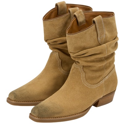 73hours酷飒复古中筒西部靴