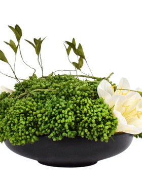 新中式风绿色花艺餐厅软装饰品