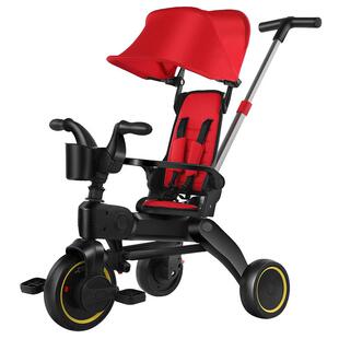 儿童脚踩三轮车脚踏车可折叠宝宝推车遛娃1-3带护栏溜娃男孩3-6岁