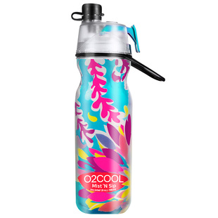 美国O2COOL喷雾运动水杯夏天男女生健身户外骑行儿童上学喷水水壶