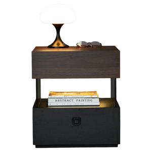 意式极简智能指纹锁实木床头柜