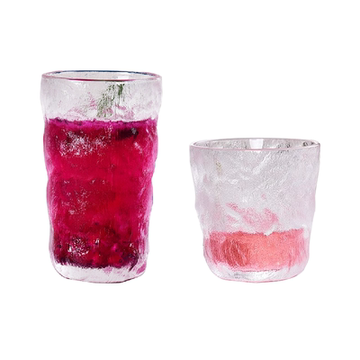 冰川纹玻璃杯高颜值大容量水杯女果汁饮料杯磨砂啤酒杯树纹杯套装