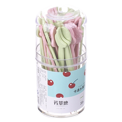 食品级水果叉子带收纳罐水果签
