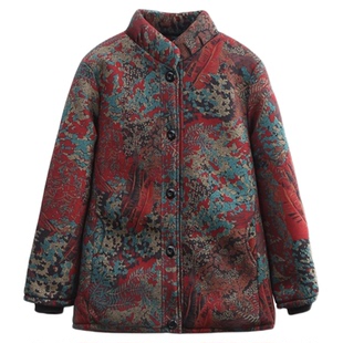 依佈中老年女士加绒加厚棉服外套2025冬装新款大码妈妈装棉袄上衣