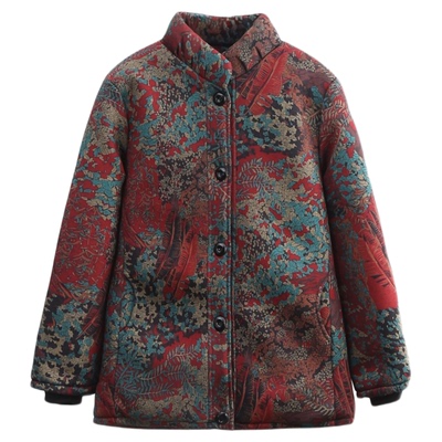 依佈中老年女士加绒加厚棉服外套2025冬装新款大码妈妈装棉袄上衣