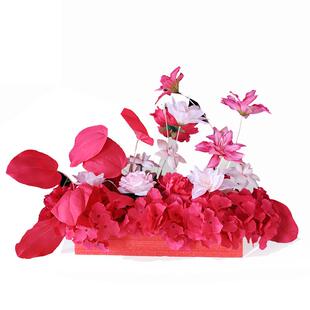 仿真花婚房装饰订婚宴客厅连地桌花喜字新房布置卧室茶几假花摆件