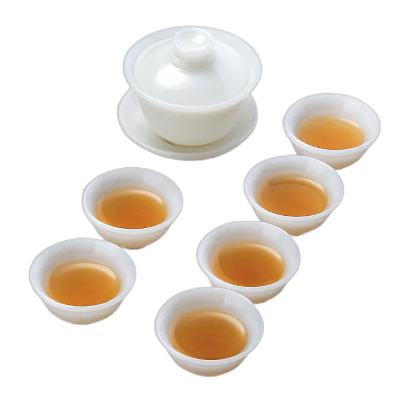 玉瓷潮汕小茶杯喝茶反口纯白中式