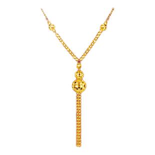 金至尊流金葫芦黄金项链流苏黄金颈链金链子女款足金项链生日礼物