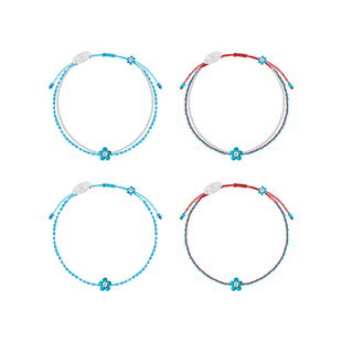TWOR缇坞/S925银绿松石花朵编织复古小众精致手绳新款手工手链女