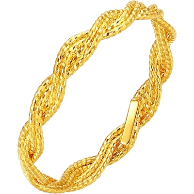 周六福黄金5G计价足金编织戒指爆闪满天星扭纹花丝麻花女戒