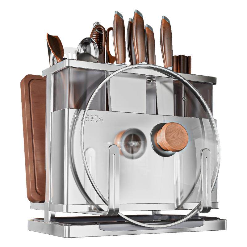 不锈钢新款菜刀砧板一体刀具架