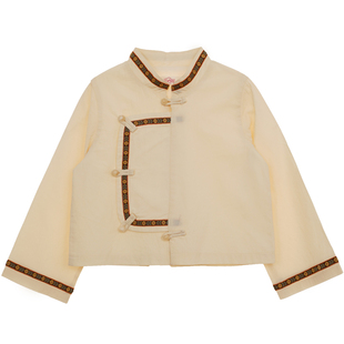 女童长袖衬衫2025春季新款明制汉服改良版国风汉元素上衣刺绣衬衫