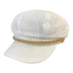 蕾丝八角帽子女士英伦复古鸭舌帽夏季薄款小香风白色贝雷帽遮阳帽
