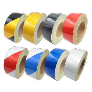 黄色反光警示胶带黑黄斜纹红白色反光贴条安全警示胶带反光贴条安全标识地面黑黄斑马地贴胶带红蓝绿色警示贴