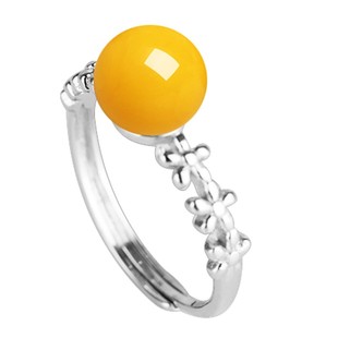 S925纯银材质戒指空托小众设计女款圆珠戒托镶嵌珍珠蜜蜡宝石珠子