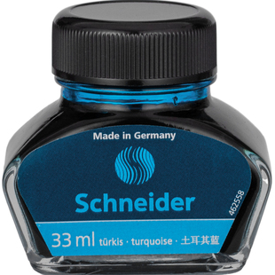 德国进口Schneider施耐德钢笔墨水15/33ml瓶装补充液不堵笔非碳素彩色墨汁可擦纯蓝色专业书写学生成人用黑色