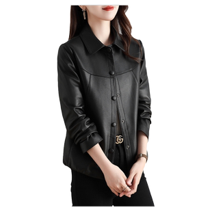 2023新款海宁绵羊皮真皮皮衣女短款韩版中老年妈妈时尚外套春秋