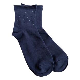 外贸出口德国老人松口袜女袜卷边棉镶钻黑色浅灰色一组吸汗透气