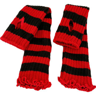 暗黑半指手套日系y2k辣妹露指少女手套cosplay条纹朋克土酷袖套