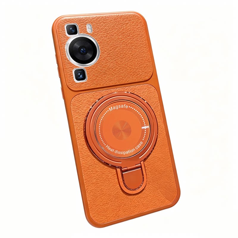 适用华为p60手机壳huaweip60保护套新款轻奢荔枝皮纹华为P60手机壳磁吸支架女高级感隐形60指环全包套壳