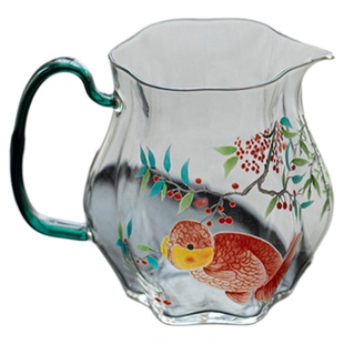 归鸿中式高颜值玻璃公道杯樱桃兰寿瓜楞公杯家用大容量茶海分茶器