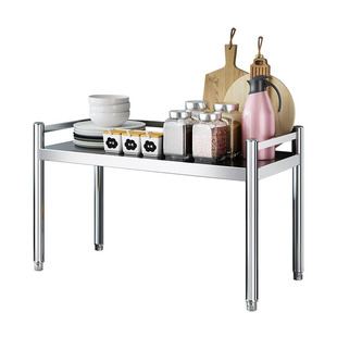 304厨房置物架多功能一层微波炉架桌面双 单 层收纳架不锈钢台面1