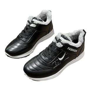 棉鞋女冬季加绒加厚2023冬季新款防水皮面运动鞋女防滑厨房工作鞋